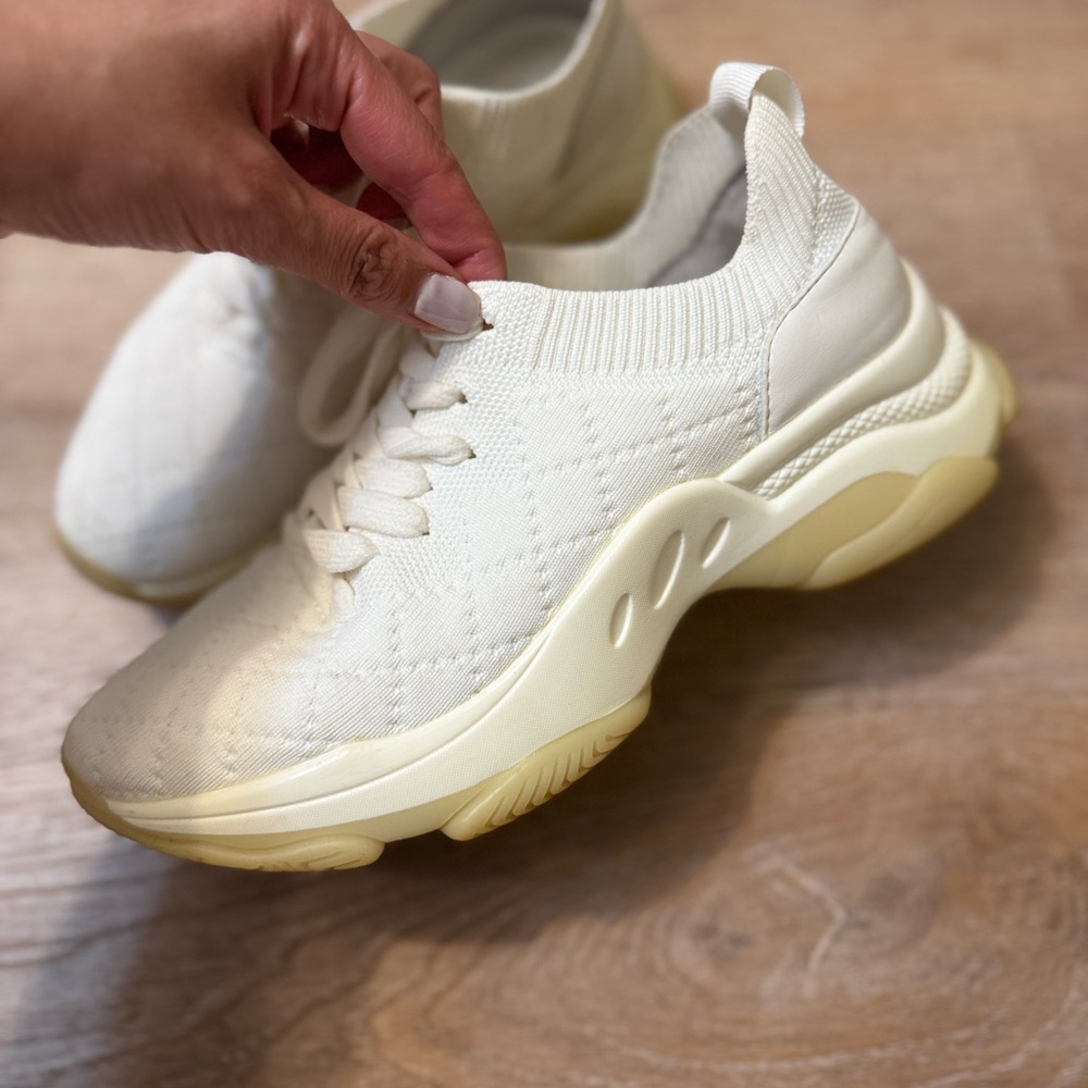 Steve Madden White Chunky Sneakers Knit Mesh